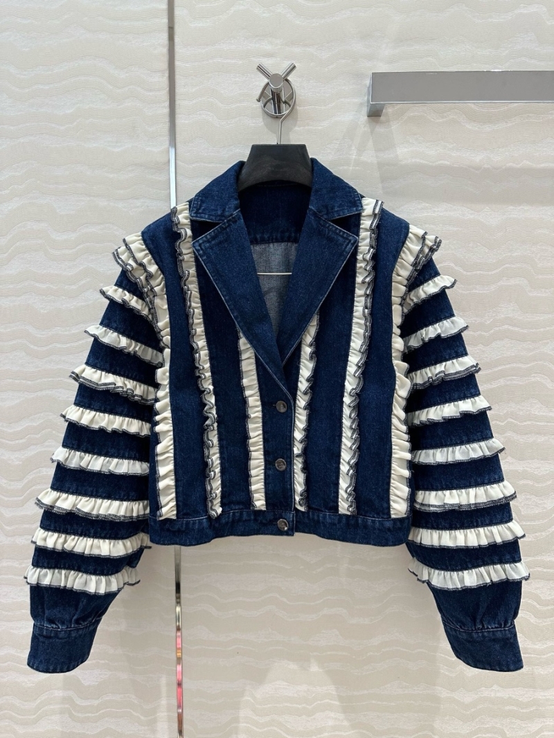 Chanel 24K Coco Denim Ruffle Jacket