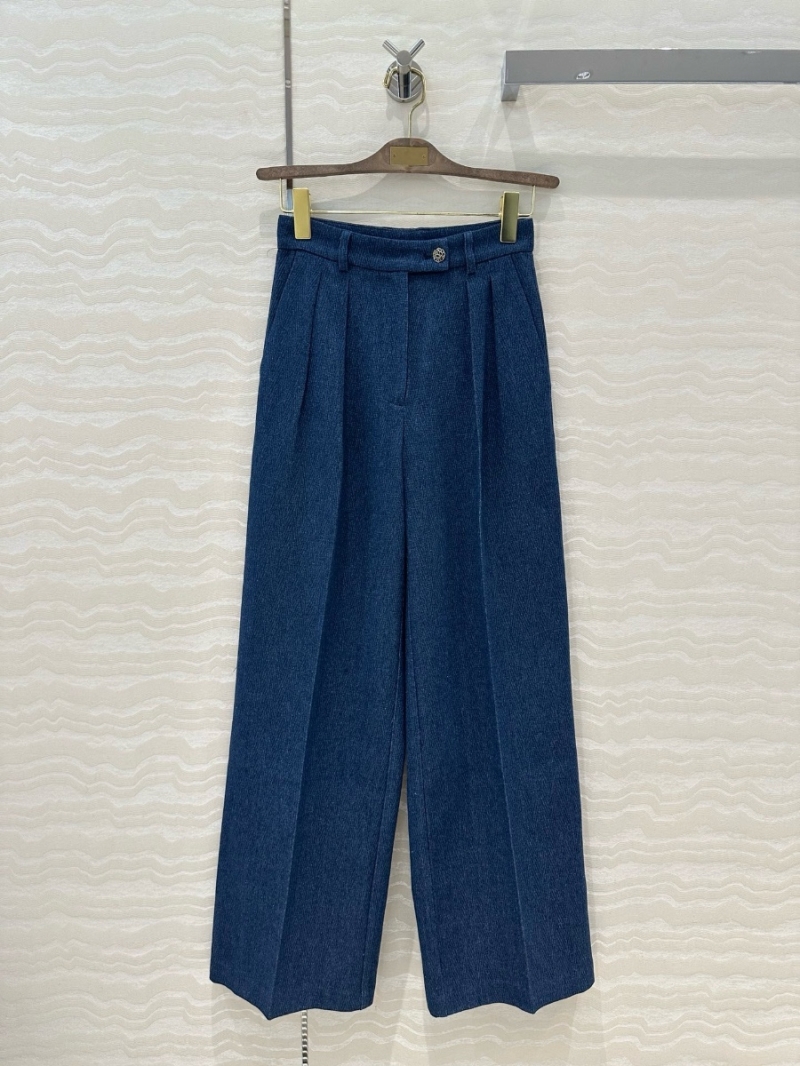 Loro Piana Herringbone Denim Straight-Leg Pants