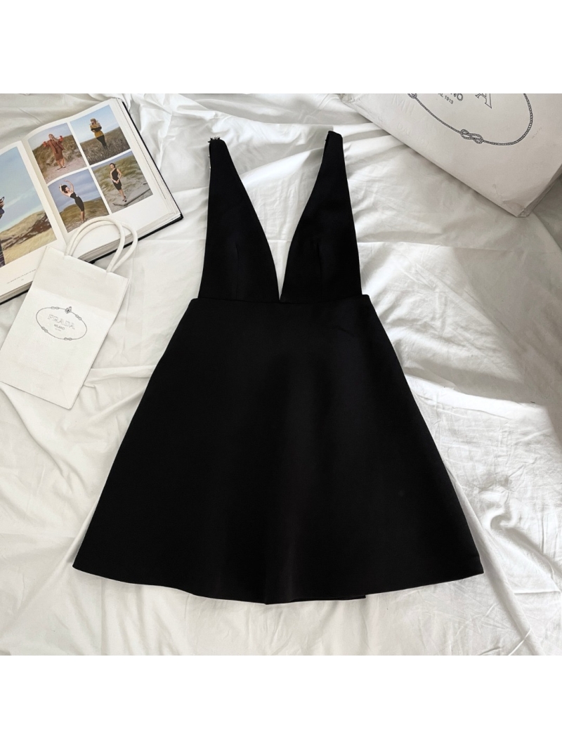 Prada Embellished Strap Sleeveless Dress – Elegant Black with Floral Crystal Details