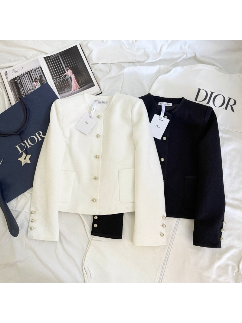 Dior CD Pearl Button Cardigan Jacket White
