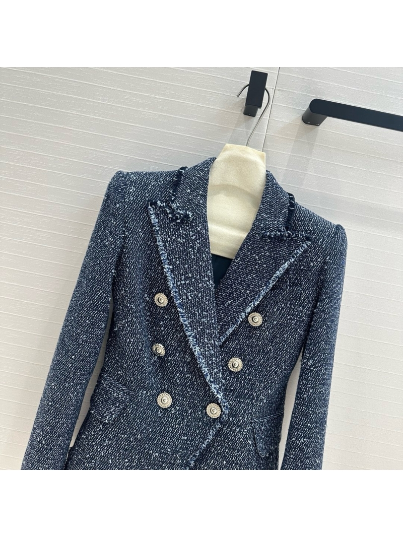 Balmain Capsule Series Tweed Blazer Dark Blue