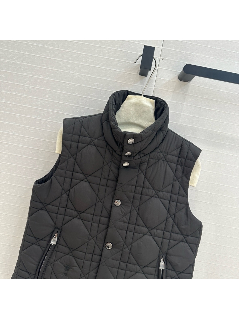Dior Lady Quilted Pattern Padded Vest Black