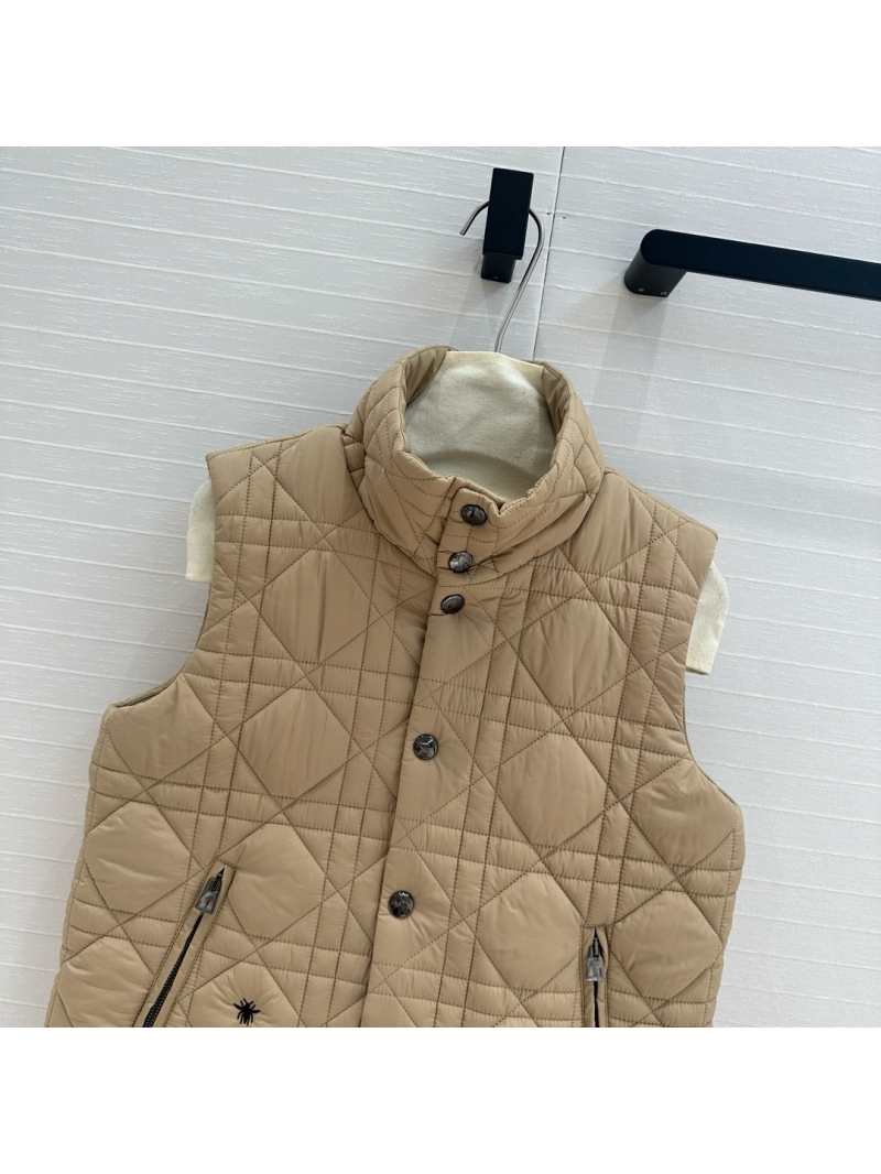 Dior Lady Quilted Pattern Padded Vest Beige