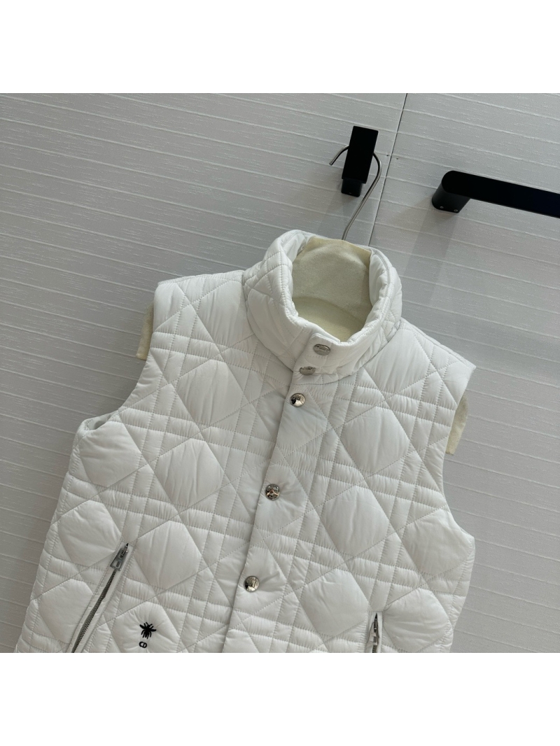 Dior Lady Quilted Pattern Padded Vest White
