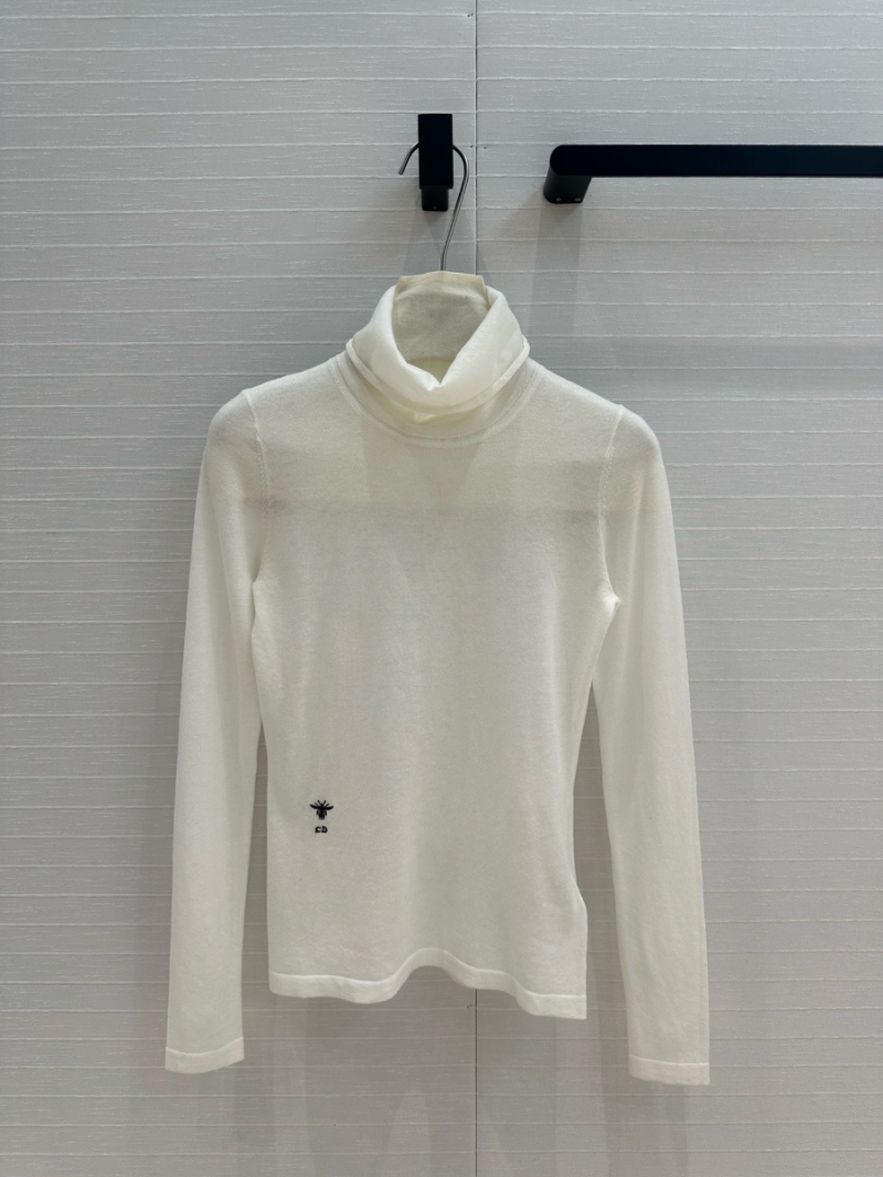 Dior Early Autumn Wool Knit Turtleneck White