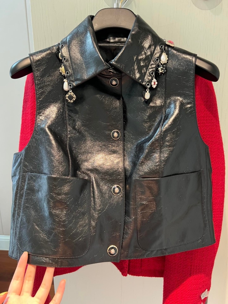 Chanel Limited Edition Artisan Lambskin Vest - Elegant, Luxury with Gemstone Embellishments
