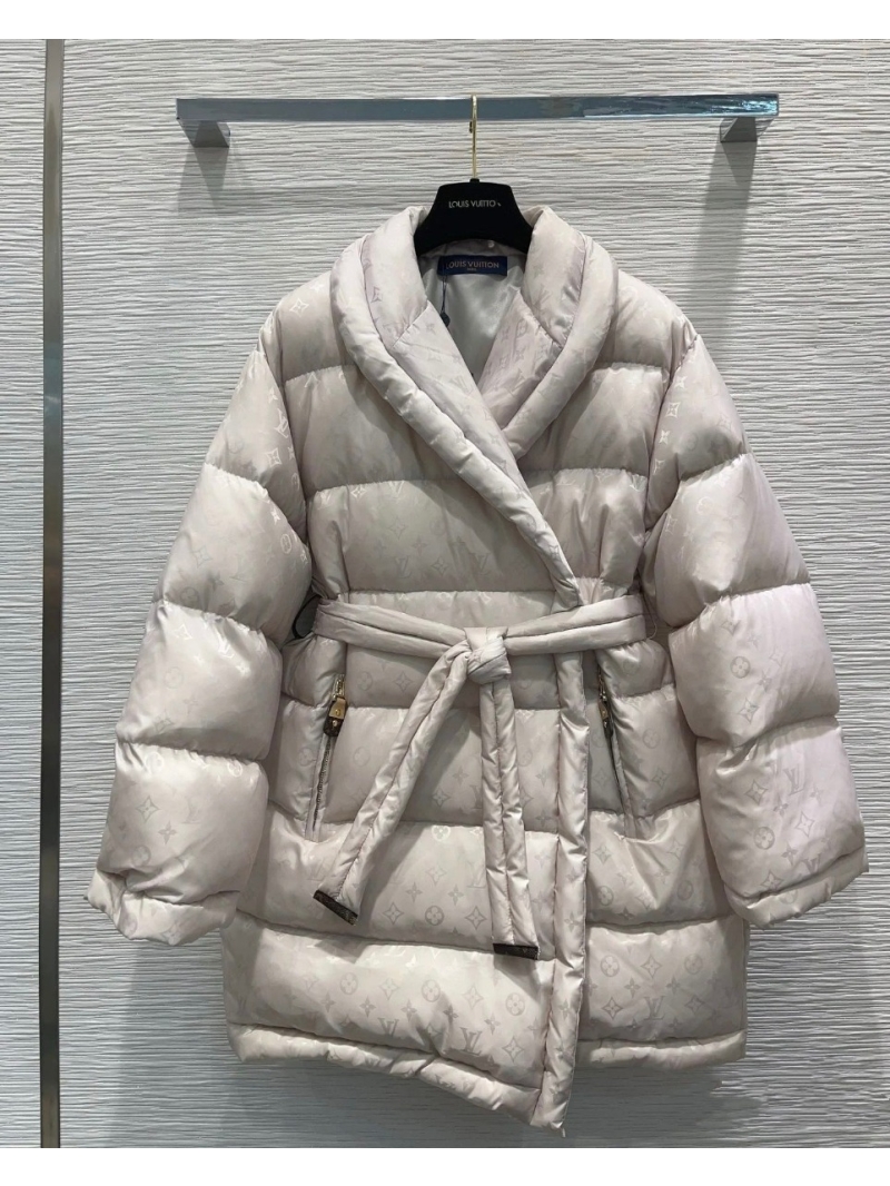 Louis Vuitton LV Mid-Length Wrap Puffer Jacket. White