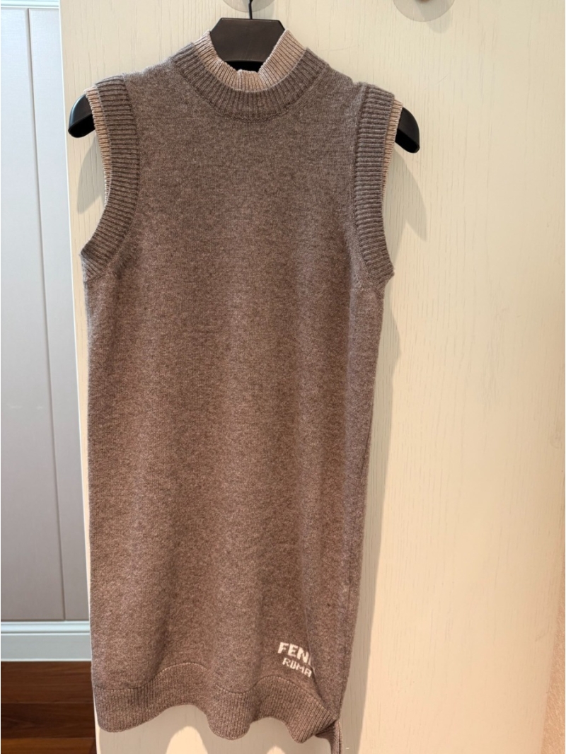 Fendi Luxe Wool Sleeveless Knit Dress