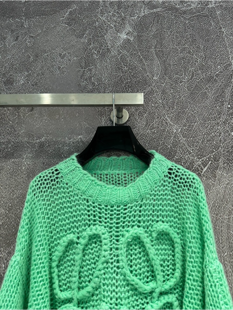 Loewe 2024 Early Spring Mohair Sweater in Lush Green. Lavender
