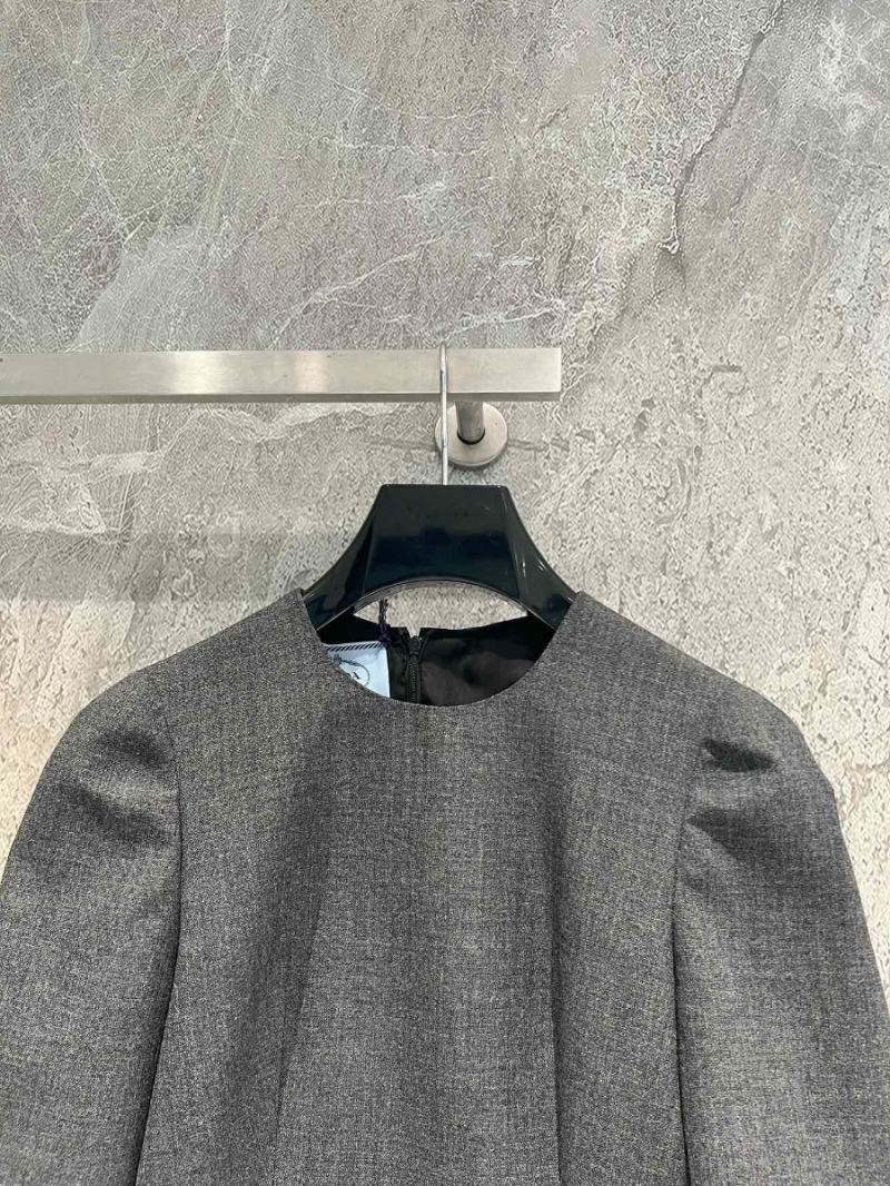 Prada 2024 Early Spring Wool Dress with Crystal Buttons