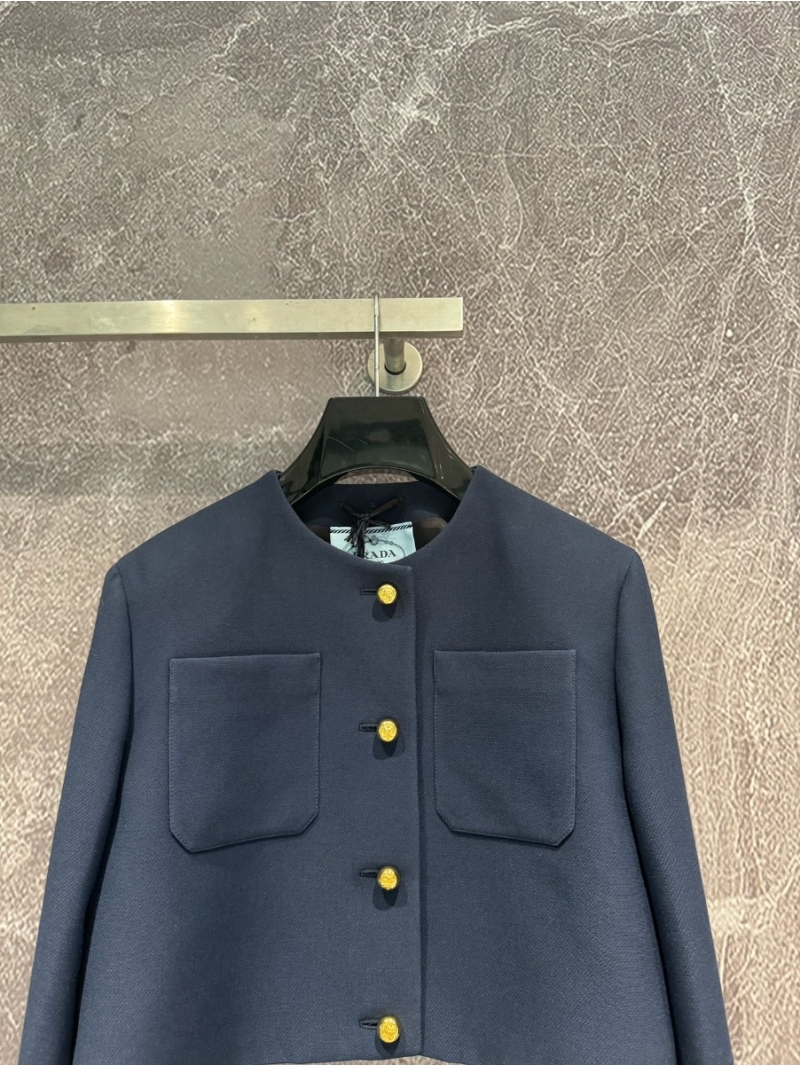 Prada Silk-Wool Blend Jacket with Gold Buttons Early Spring 2024 Collection