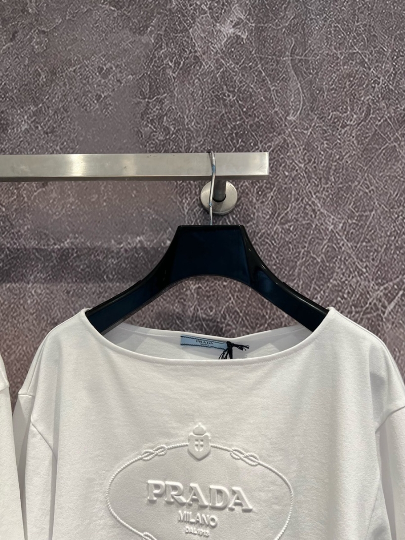 Prada Embossed Logo Long Sleeve T-Shirt - Early Spring 2024 Collection