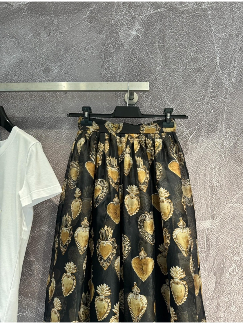 Dolce & Gabbana 'Golden Age' Sacred Heart Organza Midi Skirt