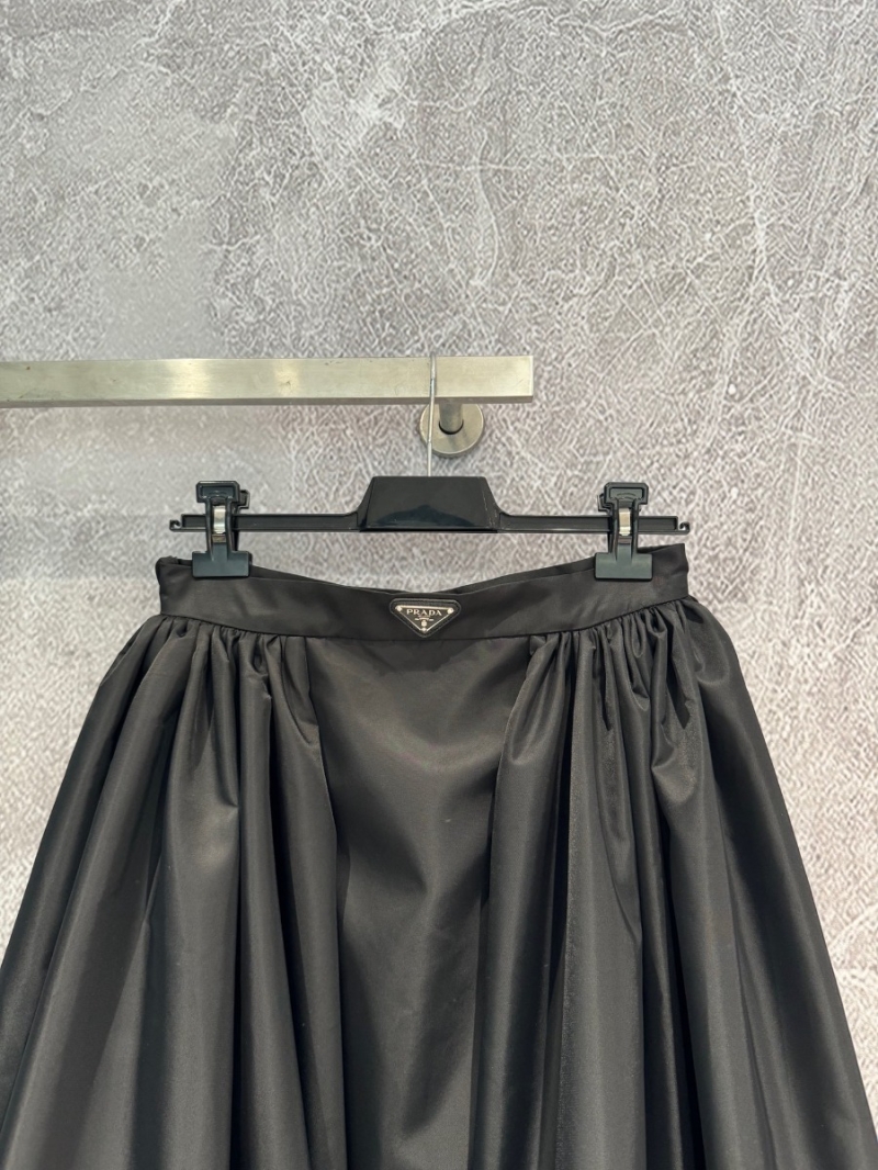 Prada High-Waisted Flared Umbrella Skirt in Black