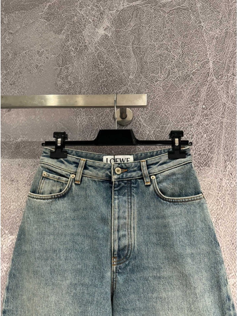 Loewe Structured Wide-Leg Denim Jeans in Faded Blue