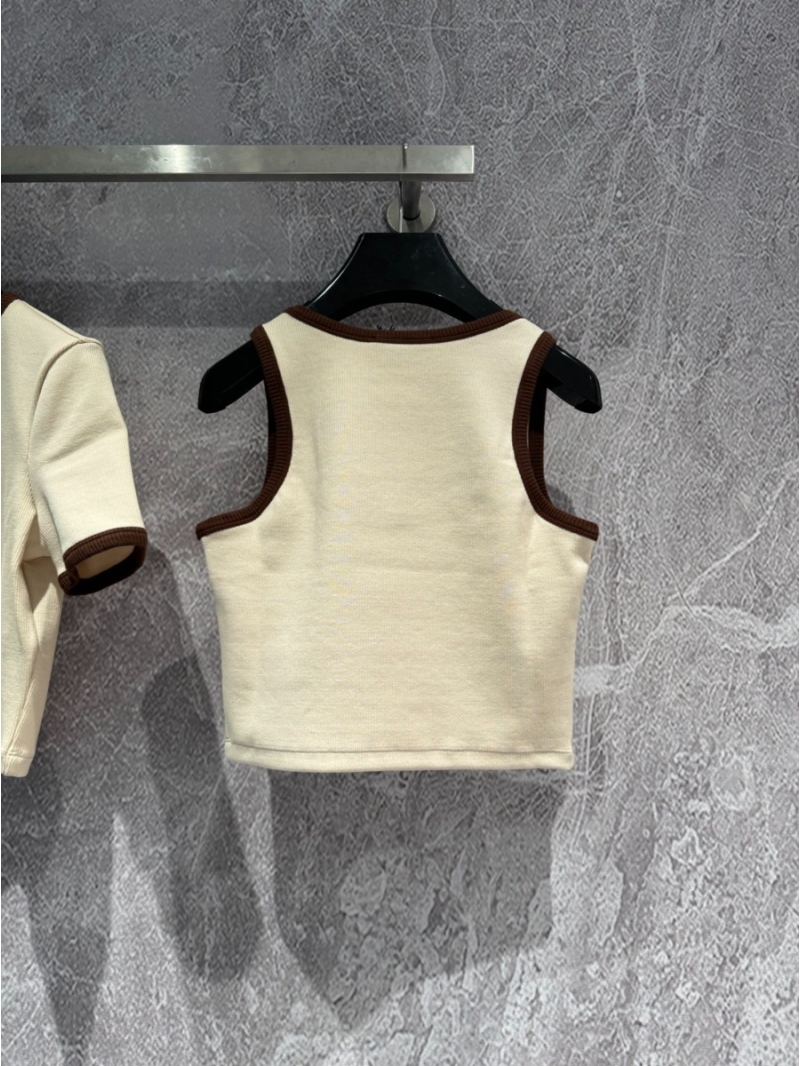 Miu Miu Essentials Collection Stylish U-Neck Vest Colorful Rib-Knit