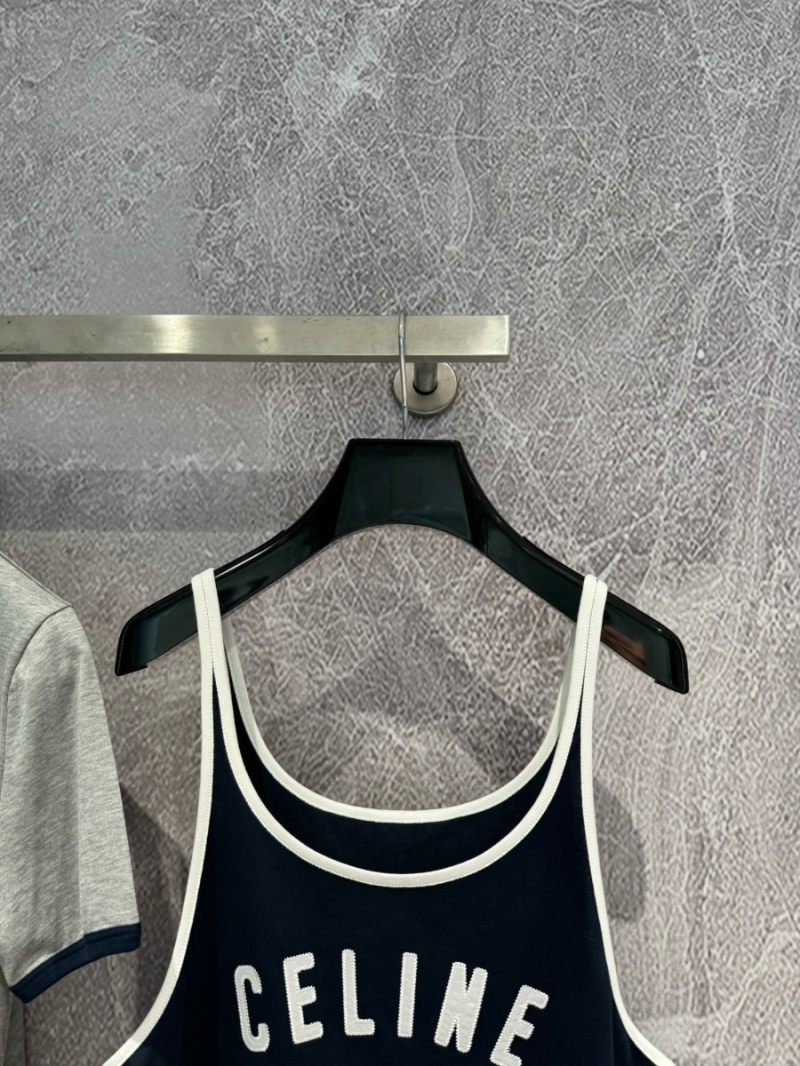 Celine Embroidered Patch Tank Top in 100% Cotton