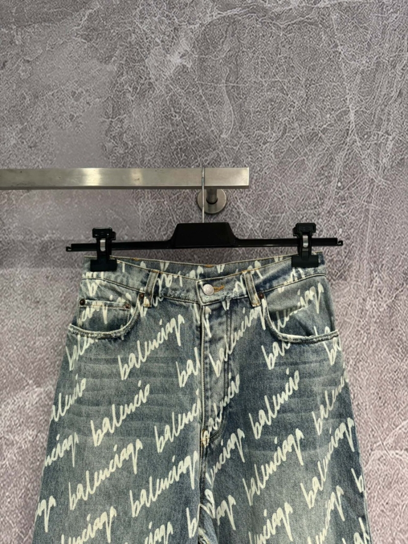 Balenciaga Graffiti Laser-Etched Denim Pants in Vintage Blue