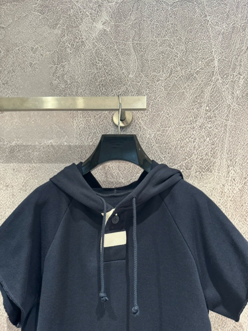 Dior Casual Hooded Short-Sleeve Sweatshirt in Indigo