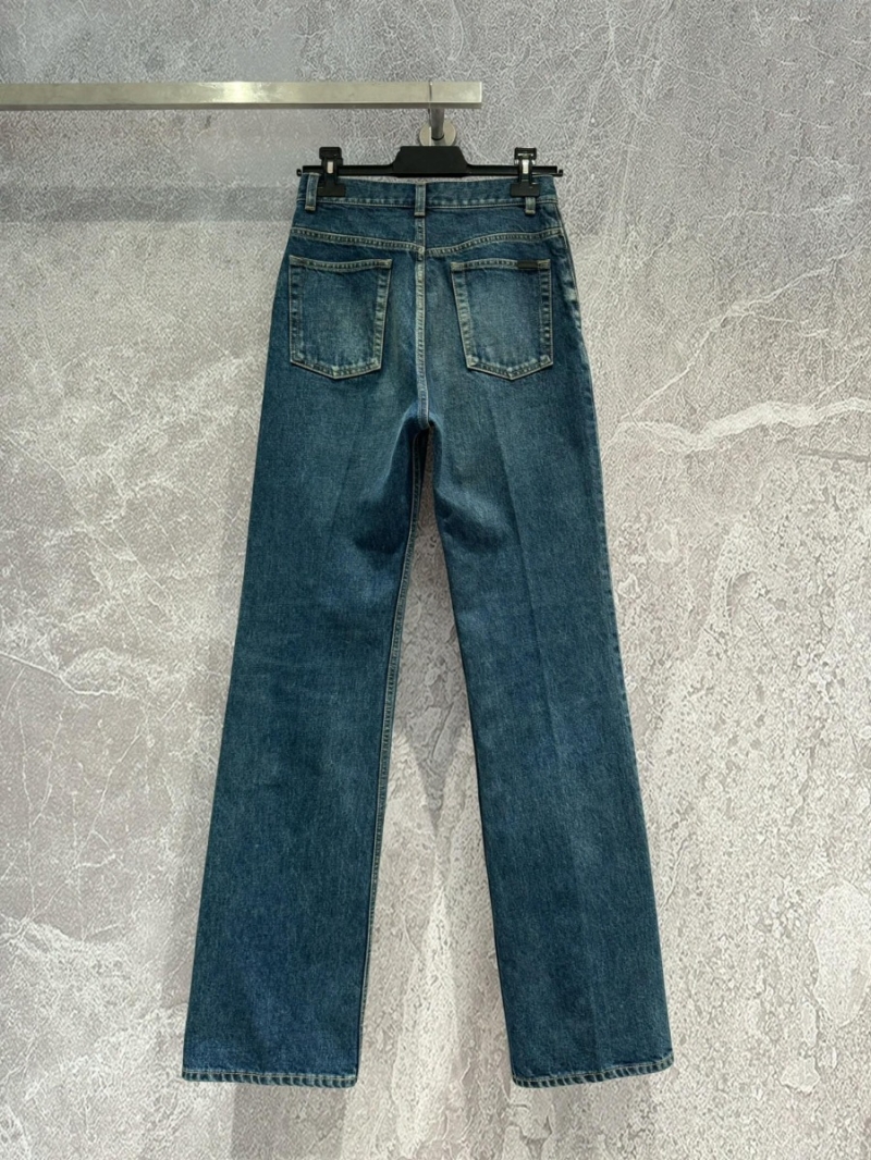 Saint Laurent YSL August Blue High-Waisted Straight-Leg Jeans