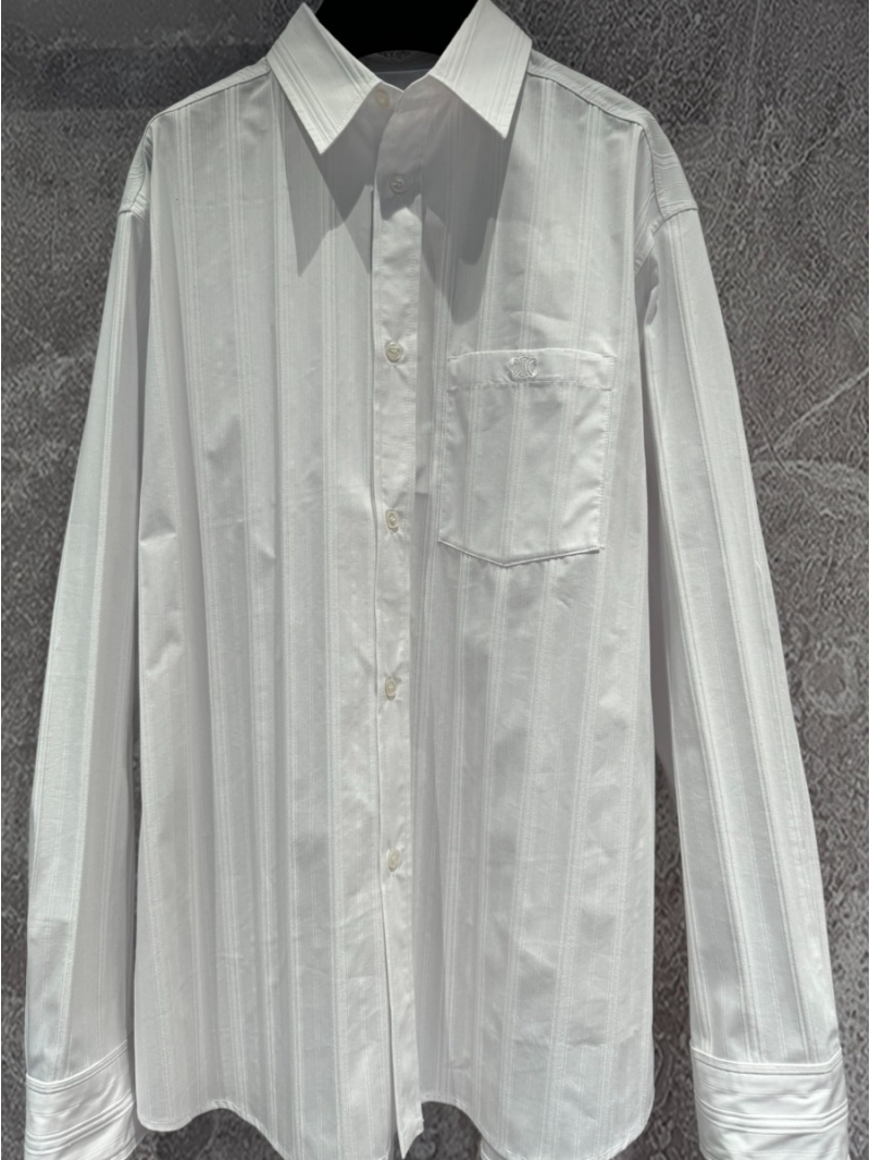 Celine Elegant Parisian Stripe Sheer Shirt