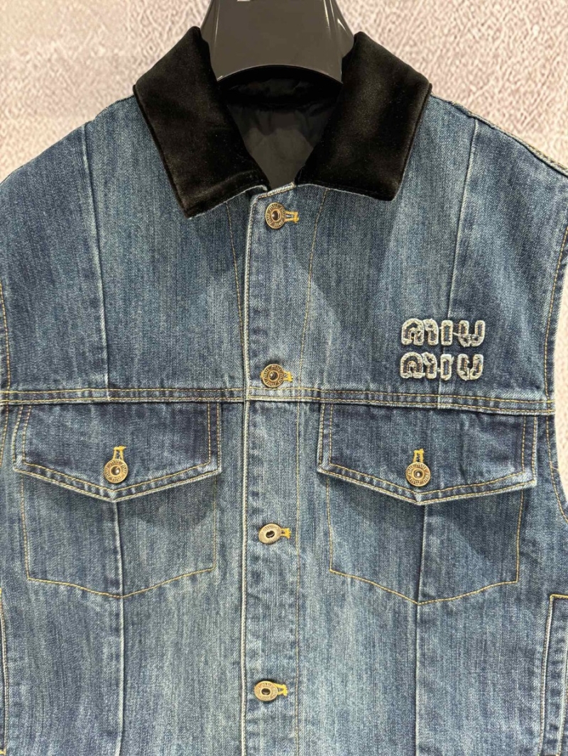 Miu Miu Denim Vest with Velvet Collar