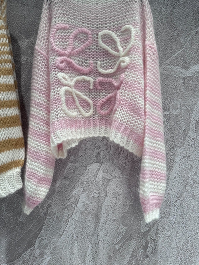 Loewe 2024 Early Spring Mohair Sweater in Pink White
