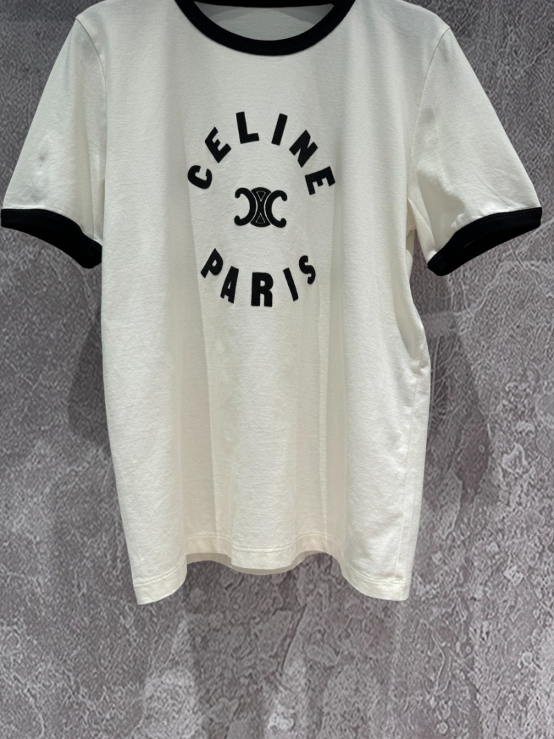 Celine Flocked Cotton T-Shirt