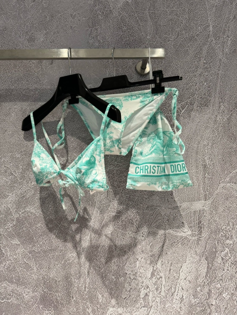 Dior 2024 Fall Riviera Collection - mint Bikini Swimwear with Toile de Jouy Animal Print