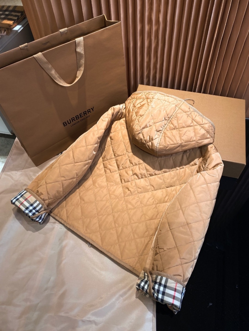 Burberry Detachable Hooded Diamond Quilted Short Cotton Jacket Brown