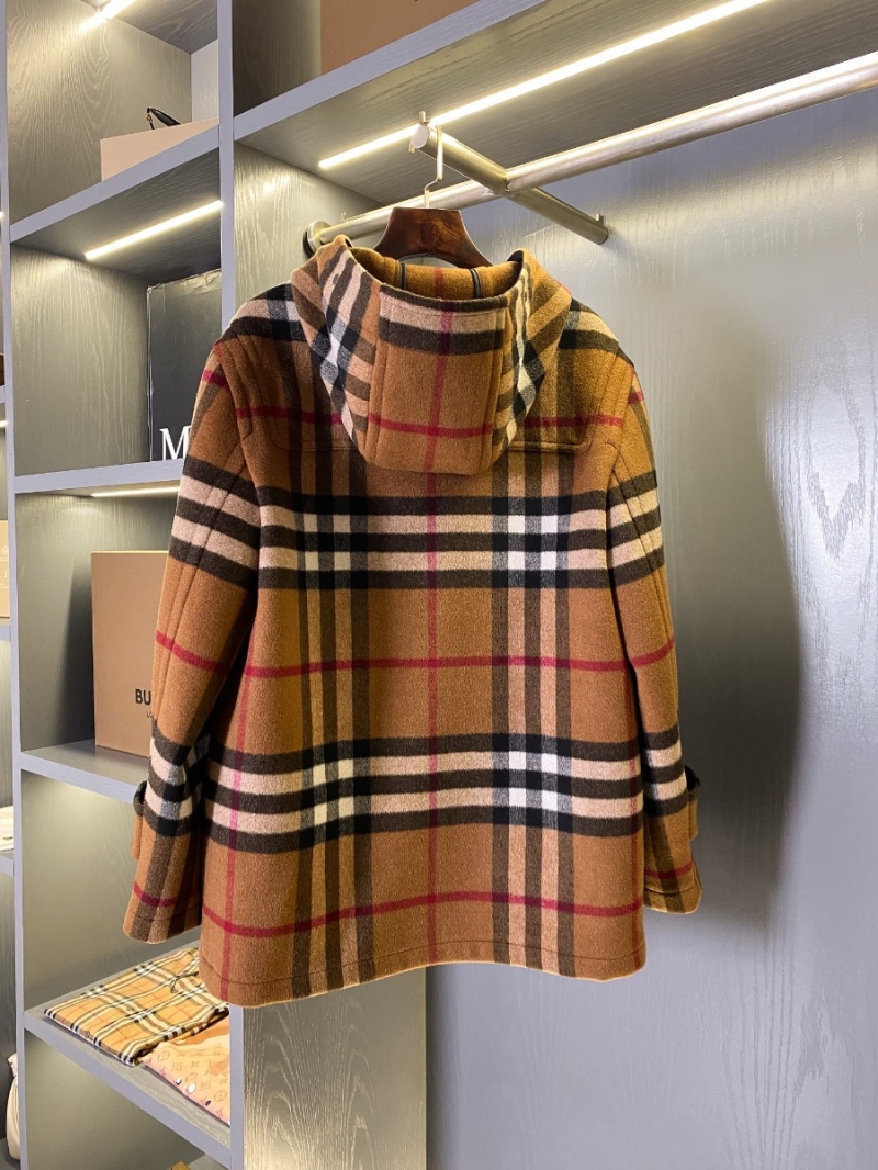 Burberry Short Check Wool Cashmere Coat with Horn Buttons - Unisex
