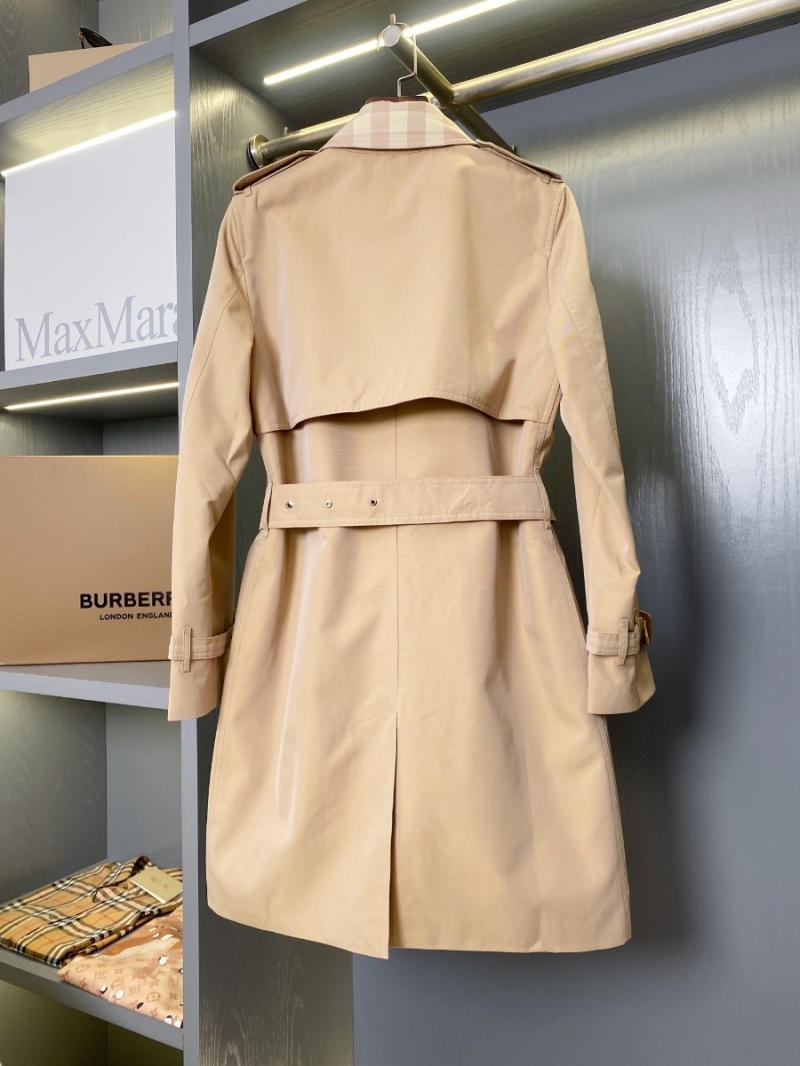 Burberry Gabardine Trench Coat with Check Panels beige