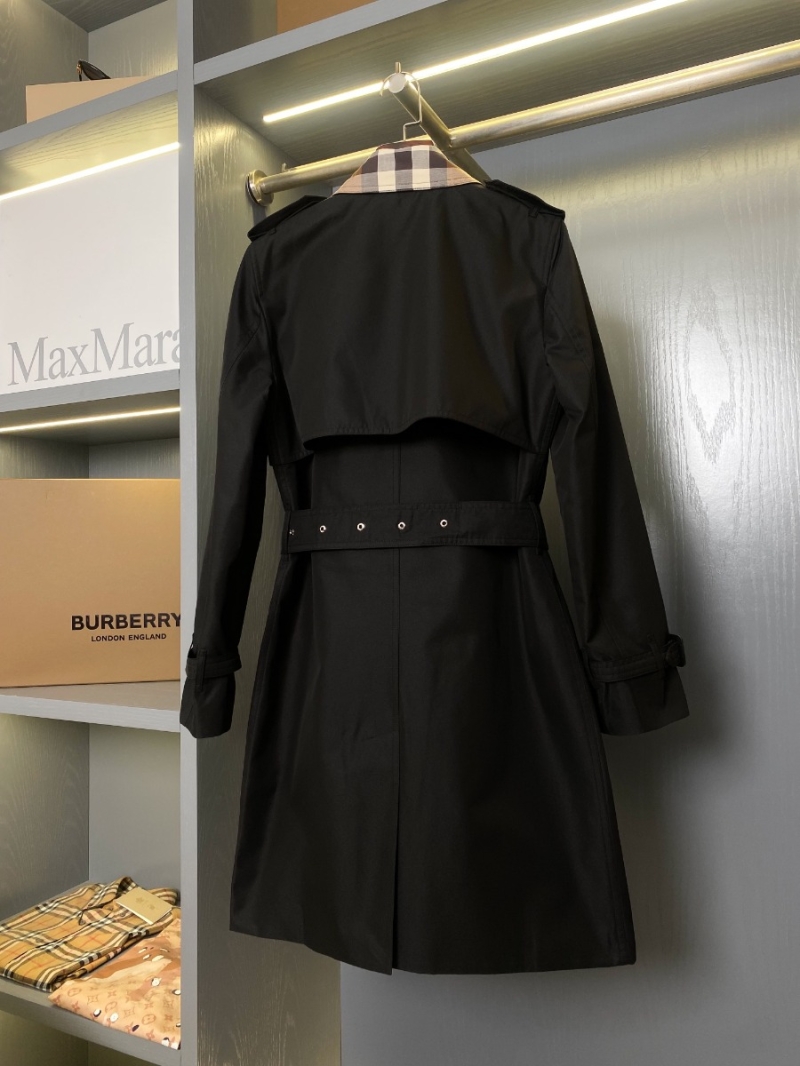 Burberry Gabardine Trench Coat with Check Panels black