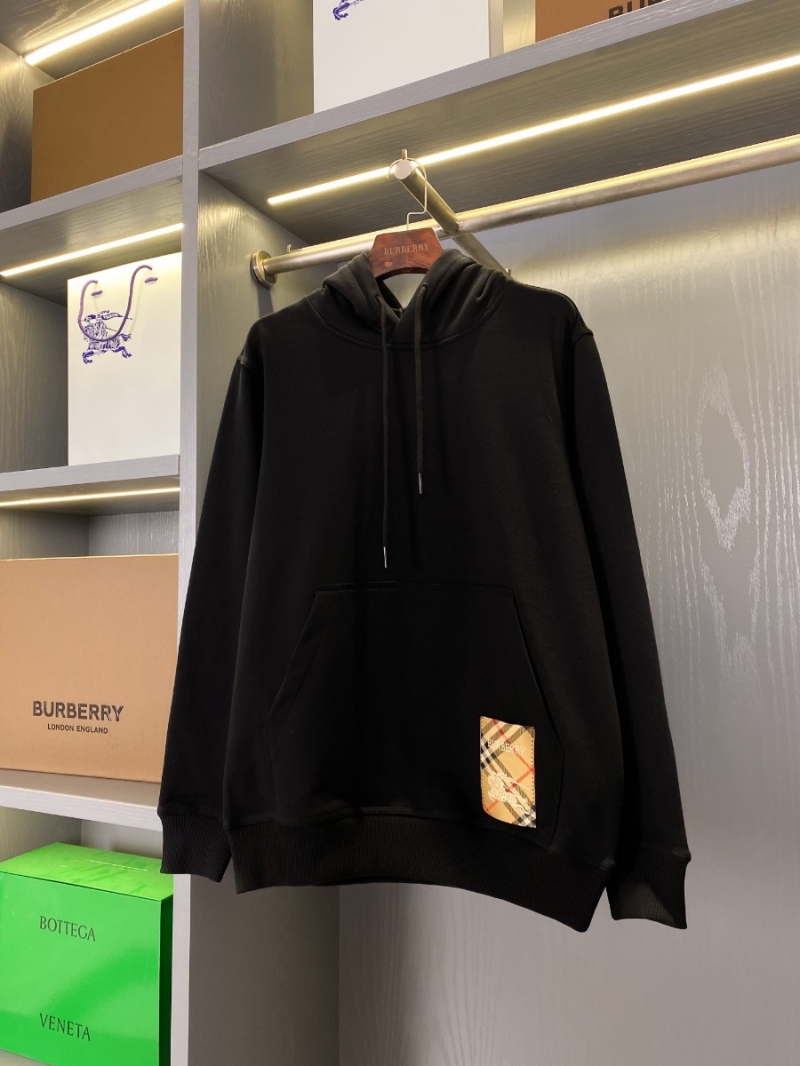 Burberry Casual Plaid-Tag Cotton Hoodie – Black