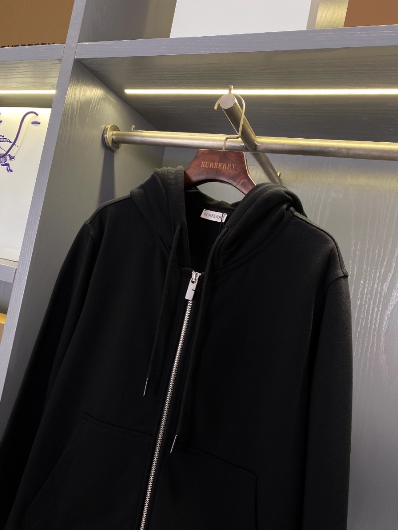 Burberry Autumn Collection Premium Cotton Zip-Up Hoodie – Black