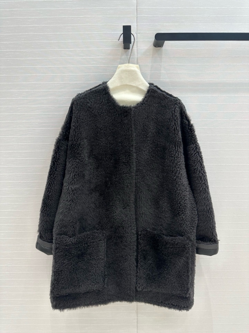 MaxMara Atelier Shearling Coat Black