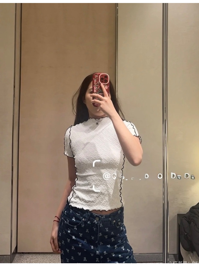 Chanel Spring 2025 Jacquard Knit Top Cotton-Silk Fabric White