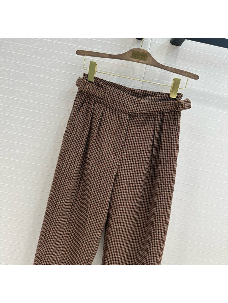 Loro Piana Wool Blend Houndstooth Cuffed Trousers
