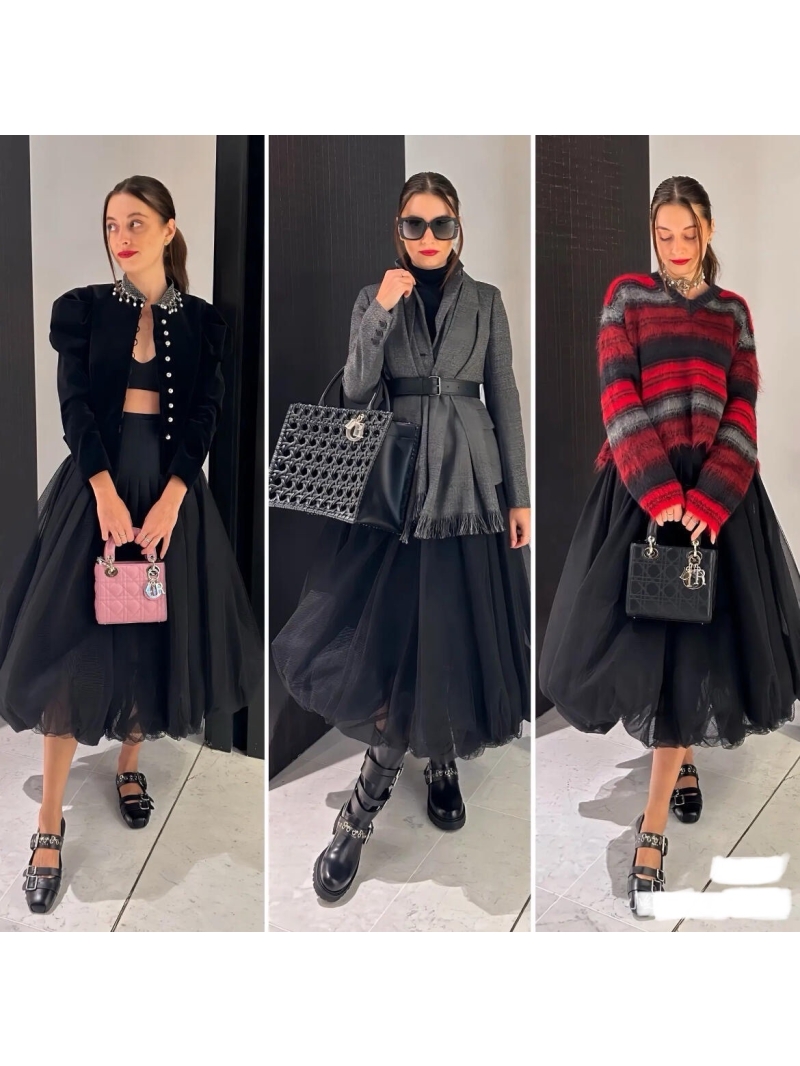 Dior Early Spring Black Mesh Balloon Long Skirt