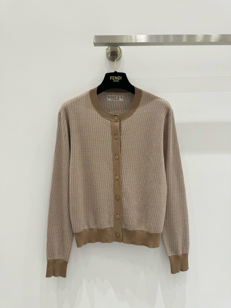 Fendi Spring-Summer 2025 FF Logo Jacquard Wool Cardigan