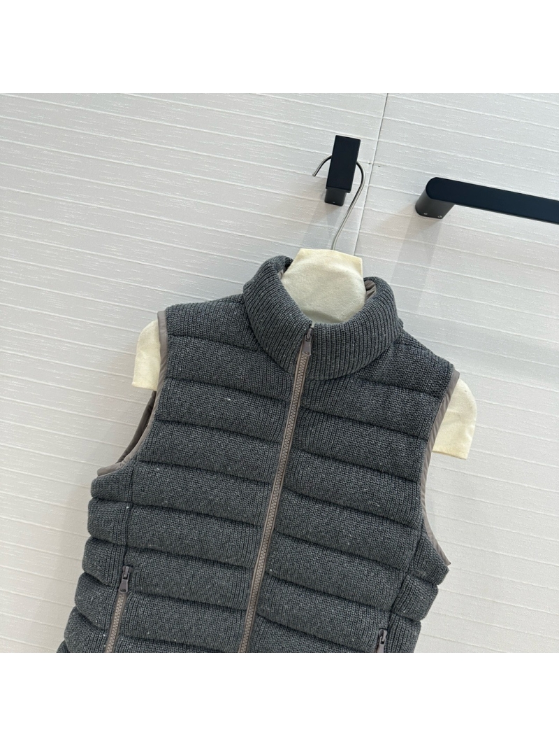 Brunello Cucinelli Sequin Cotton Knit Down Vest