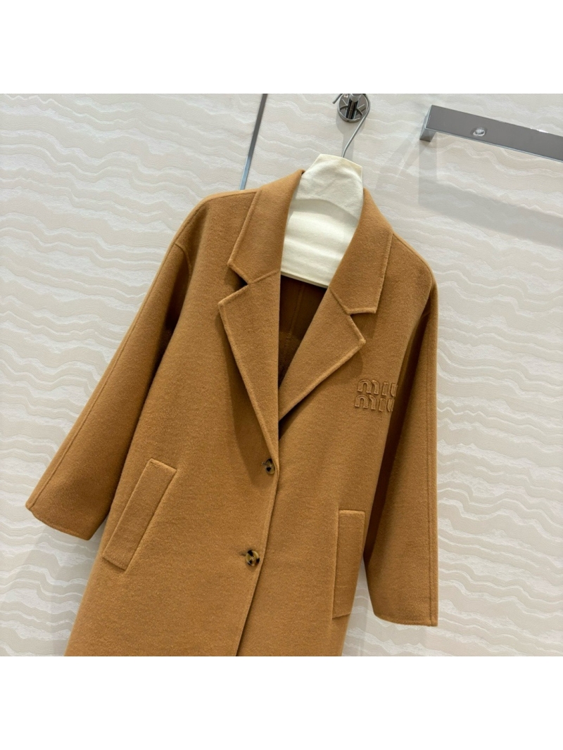 Miu Miu Wool Cashmere Double-Faced Coat Camel
