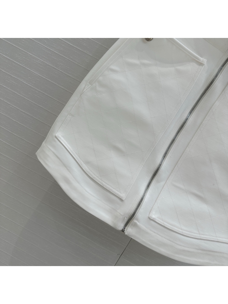 Hermes 2025 Early Spring Zip-Front A-Line Skirt White