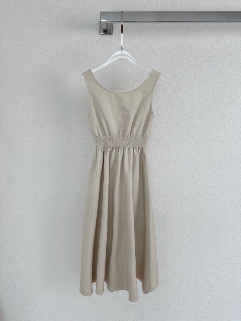 Miu Miu Embroidered Cinched Waist Sleeveless Dress