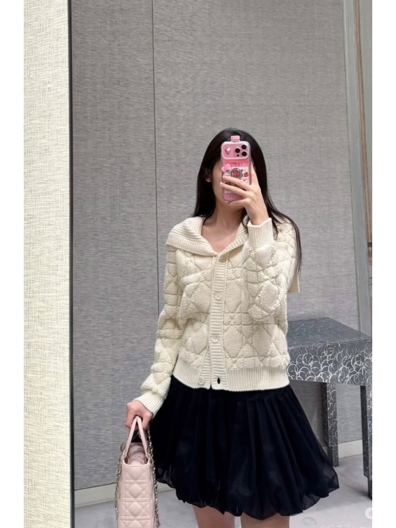 Dior Miss Dior Cannage Quilted Teddy Sailor Collar Cardigan