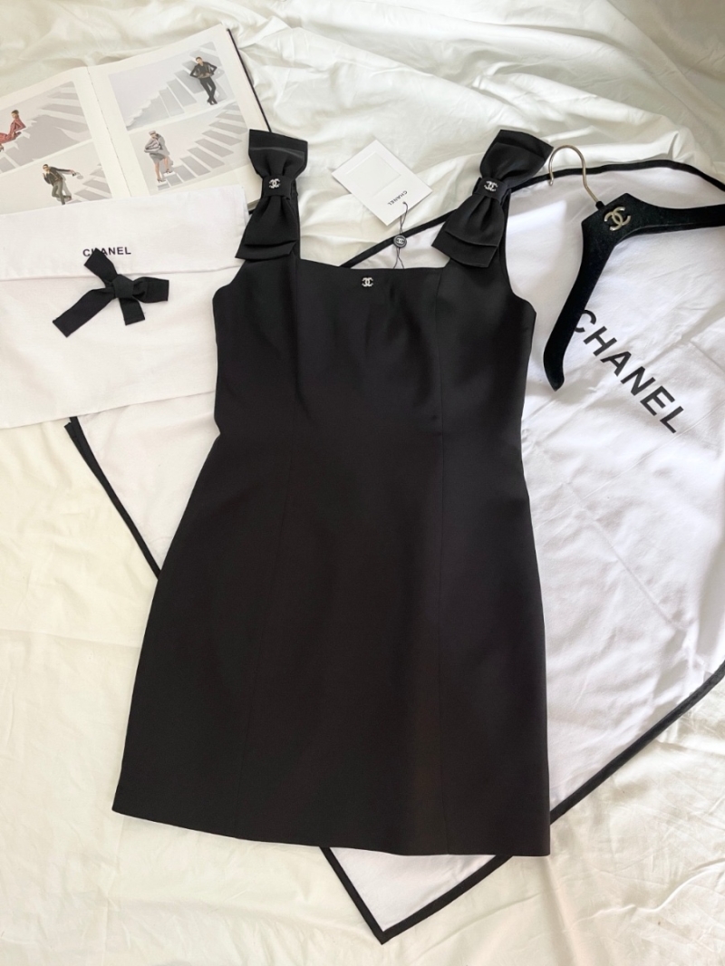 Chanel Spring 2025 Bow-Strap Sleeveless Dress Black