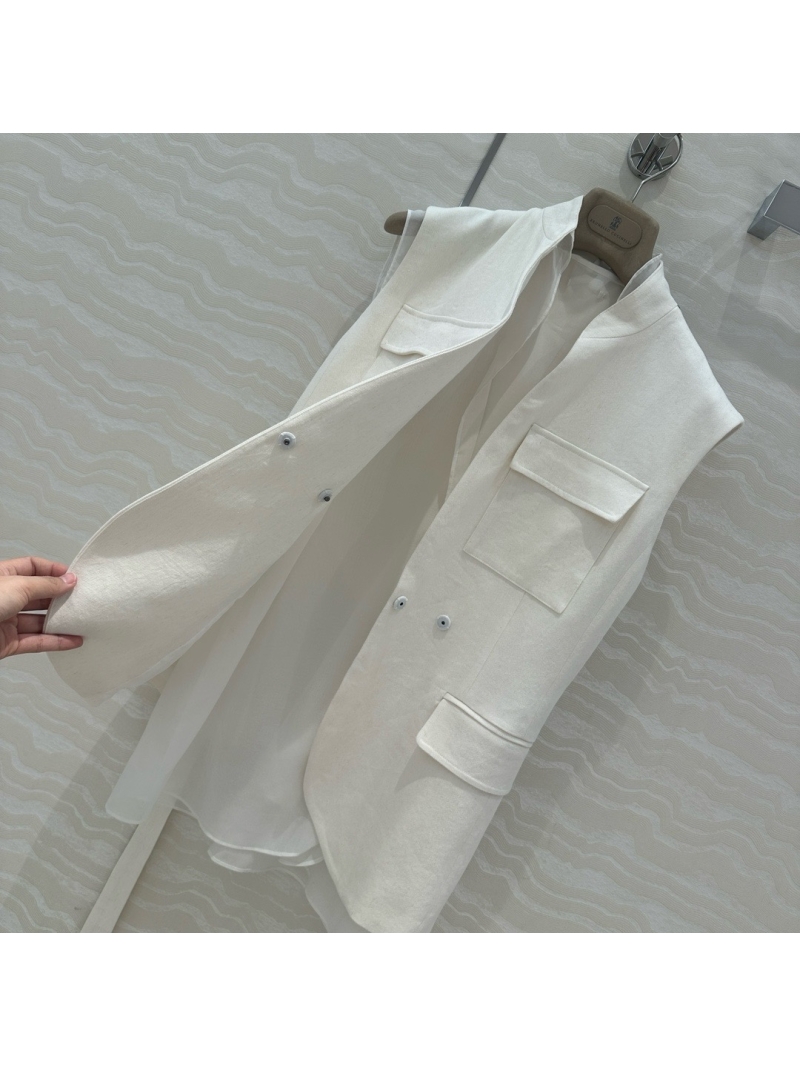 Brunello Cucinelli Two-Piece Belted Linen Vest White – Minimalist Luxury