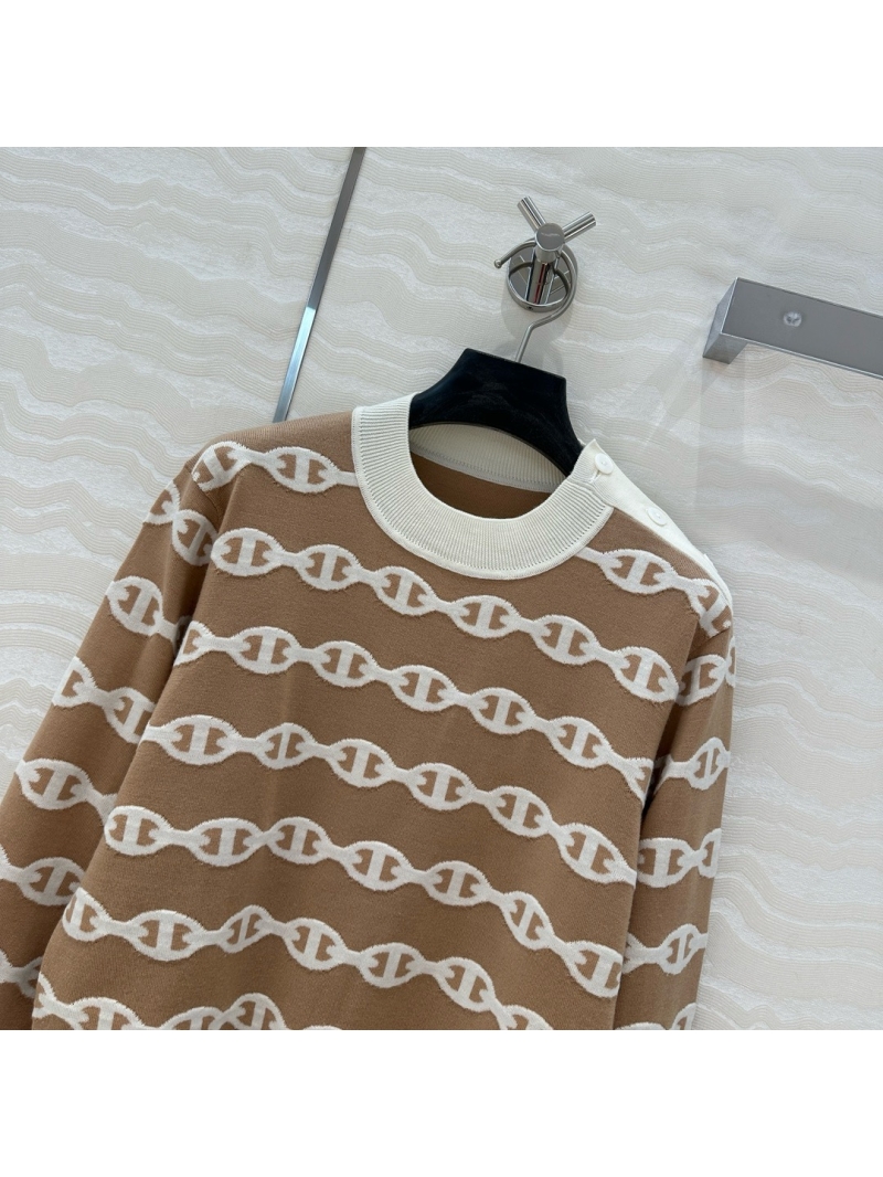 Hermes 2025 Spring/Summer Chain Link Pattern Wool Sweater