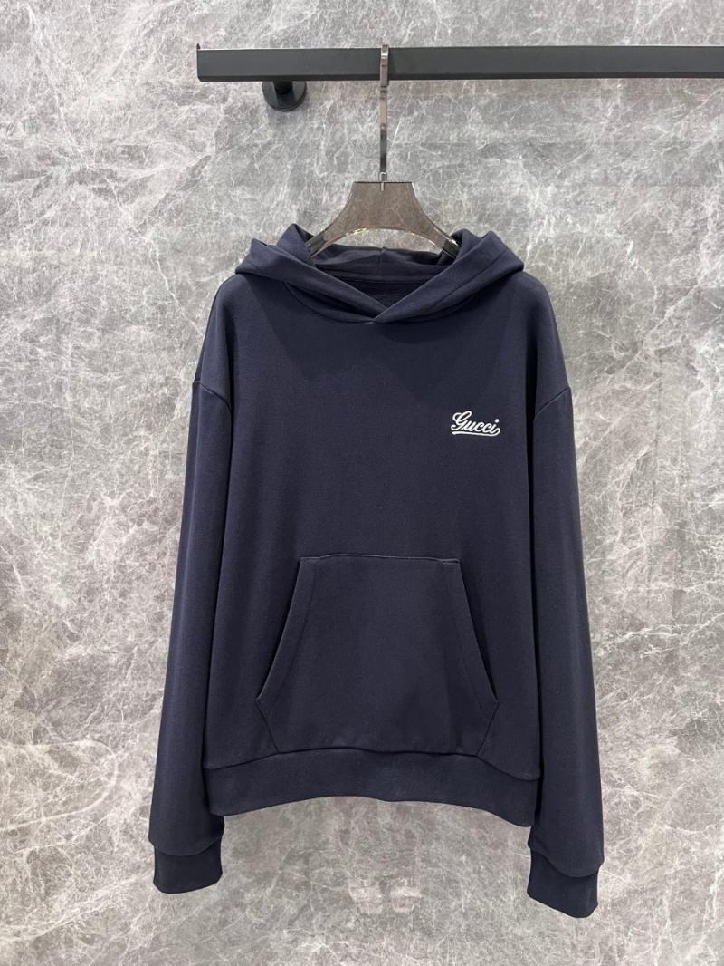 Gucci Fall/Winter Collection Embroidered Logo Cotton Hoodie – Navy Blue