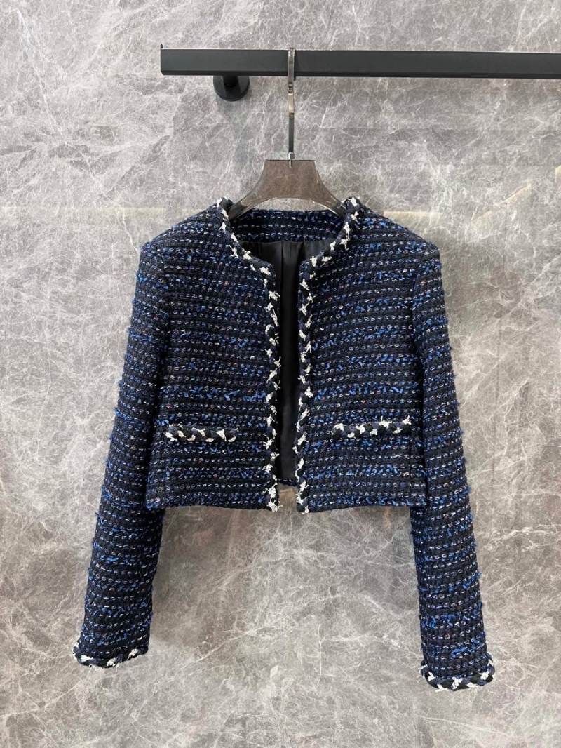 Balmain 2024 Pre-Fall Collection Blue Tweed Cropped Jacket